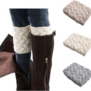 Women's Crochet Knit Boot Cuffs Leg Warmers 3 Pairs Over Knee Ankle Stylish